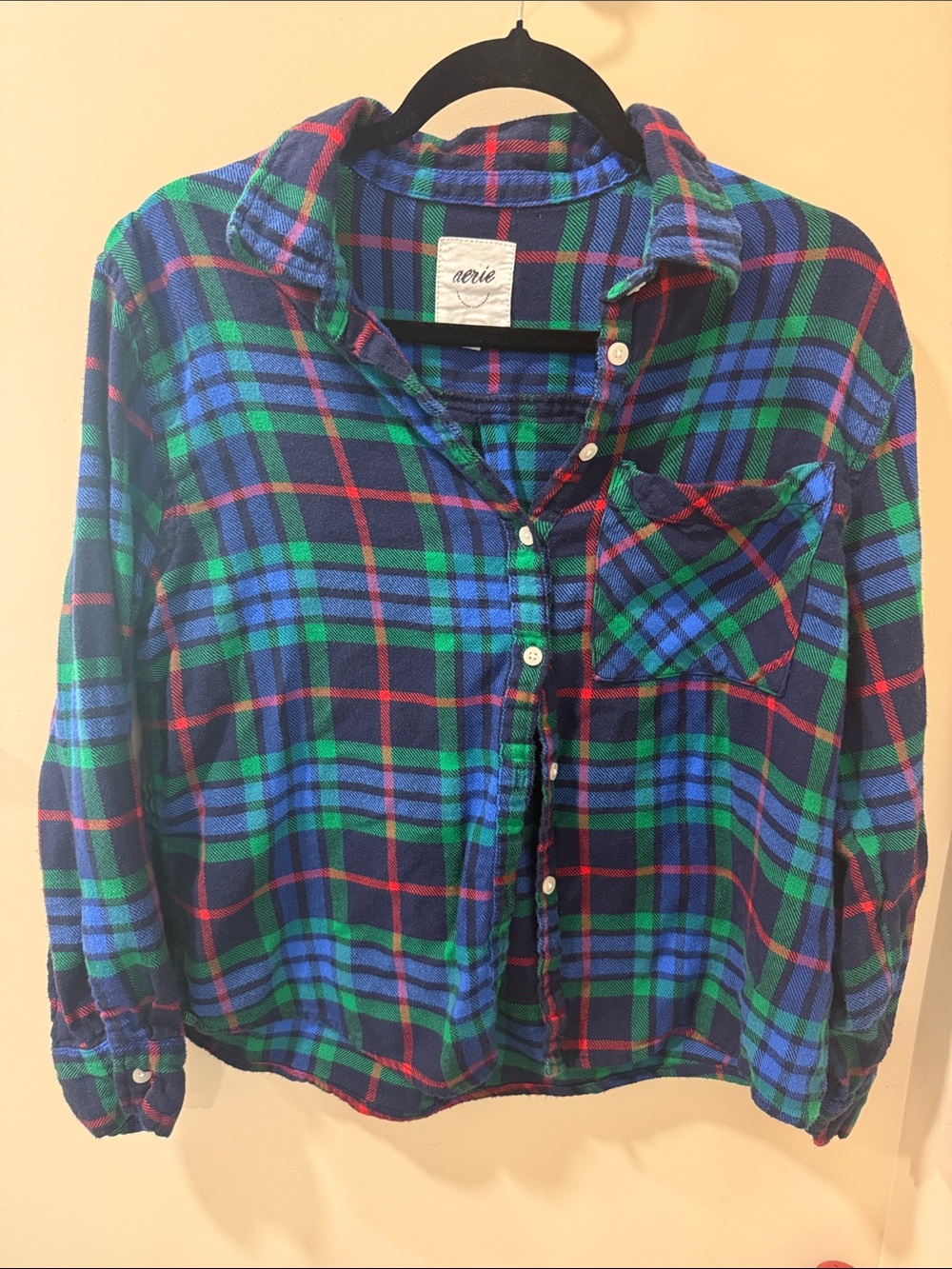 aerie Blue, Green & Red Plaid Button-Down Shirt